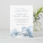 Cloud Nine 9 Elegant blauw Baby shower Kaart (Staand voorkant)