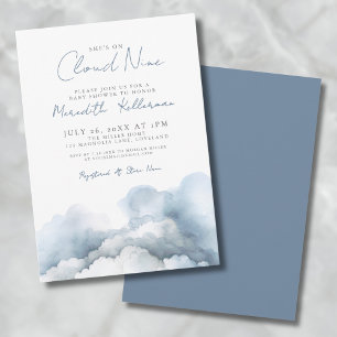 Cloud Nine 9 Elegante Blauwe Baby Shower Kaart