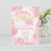 Cloud Nine 9 Glow Pink Gold Glitter Vrijgezellenfe Kaart (Staand voorkant)