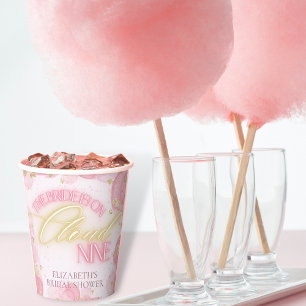 Cloud Nine 9 Glow Pink Gold Glitter Vrijgezellenfe Papieren Bekers