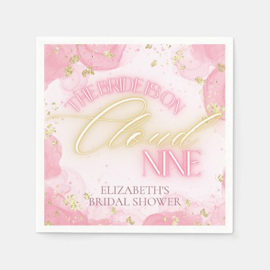 Cloud Nine 9 Glow Roze Gouden Glitter Bruidsdouche Servet (Voorkant)