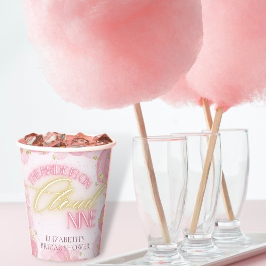 Cloud Nine 9 Glow Roze Gouden Glitter Bruidsfeest Papieren Bekers