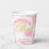 Cloud Nine 9 Glow Roze Gouden Glitter Bruidsfeest Papieren Bekers (Voorkant)