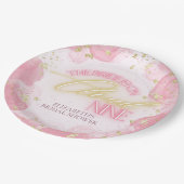 Cloud Nine 9 Glow Roze Gouden Glitter Bruidsfeest Papieren Bordje (Gekanteld)