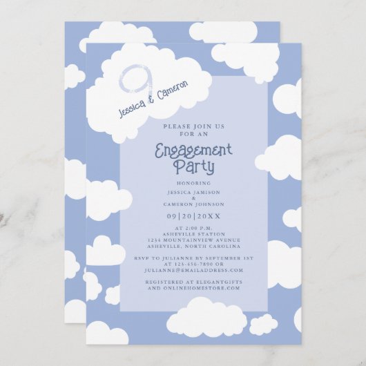 Cloud Nine 9 Schattige Leuk Bruiloft Verlovingsfee Kaart (Voorkant / Achterkant)