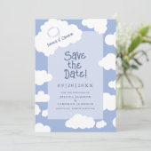 Cloud Nine 9 Schattigee Plezier Whimsical Unieke B Save The Date (Staand voorkant)