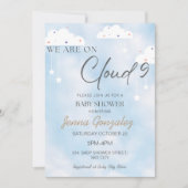 Cloud Nine 9 Sky Baby Boy Baby Shower Invitation Kaart (Voorkant)
