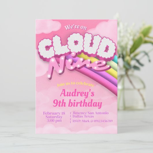 Cloud Nine - 9e verjaardag Kaart (Staand voorkant)