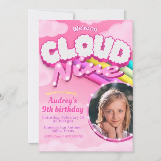 Cloud Nine - 9e verjaardag met Afbeelding Kaart (Voorkant)