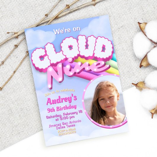 Cloud Nine - 9e verjaardag met foto Kaart