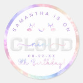 Cloud Nine 9e Verjaardagssticker – Pastelblauw Fee Ronde Sticker (Voorkant)