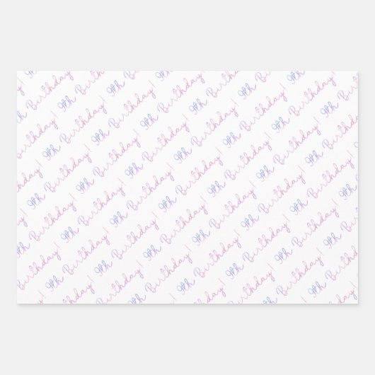 Cloud Nine 9th Birthday Wrapping Paper - Pastel SK (Voorkant 3)