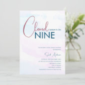 Cloud Nine Abstract Blauw Roze Vrijgezellenfeest Kaart (Staand voorkant)