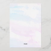 Cloud Nine Abstract Blauwe Roze Gouden Bruiloft Fe Folie Uitnodiging (Achterkant)