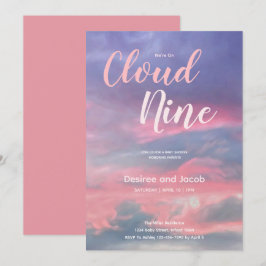 Cloud Nine Baby Girl Pink Blue Shower Invitations Kaart
