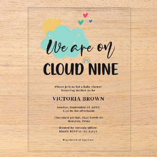 Cloud Nine Baby Shower Acryl Uitnodigingen