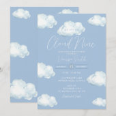 Cloud Nine Baby Shower Blauwe Wolk Kaart (Voorkant / Achterkant)