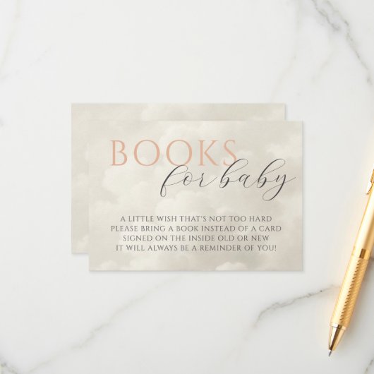 Cloud Nine Baby shower Boeken voor Baby Informatiekaartje (Voorkant / Achterkant in situ)