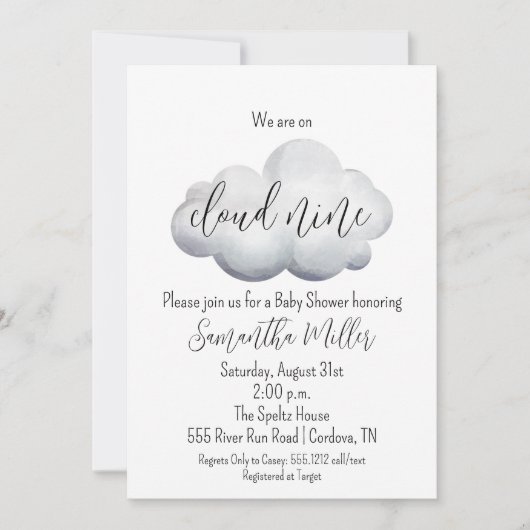Cloud Nine Baby shower Invitation Kaart (Voorkant)