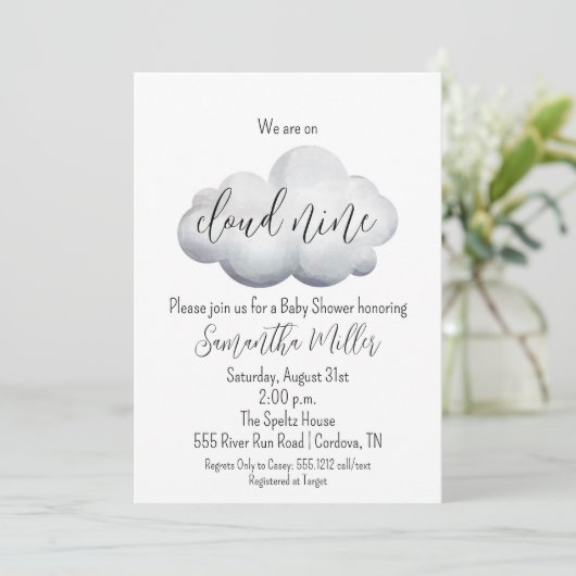 Cloud Nine Baby shower Invitation Kaart (Staand voorkant)
