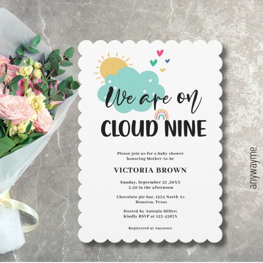 Cloud NIne Baby Shower Invitation Kaart