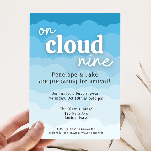 Cloud Nine Baby shower Invitation Kaart