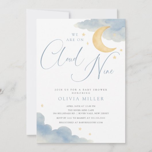 Cloud Nine Baby shower Invitation Kaart (Voorkant)