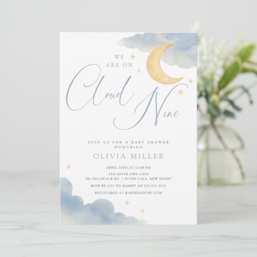 Cloud Nine Baby shower Invitation Kaart (Staand voorkant)