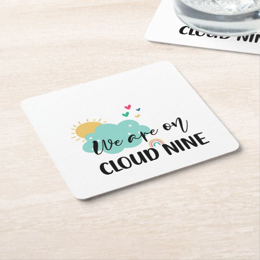 Cloud Nine Baby Shower  Kartonnen Onderzetters (Schuin)