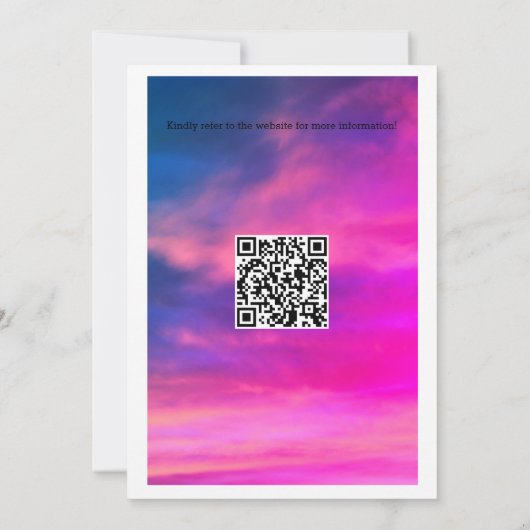 Cloud Nine Baby shower Kleurrijke Roze Kunst QR Co Kaart (Achterkant)