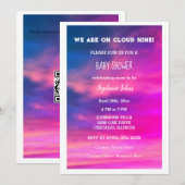 Cloud Nine Baby shower Kleurrijke Roze Kunst QR Co Kaart (Voorkant / Achterkant)