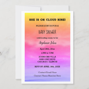Cloud Nine Baby shower QR Code Baby Meisje Roze Ar Kaart