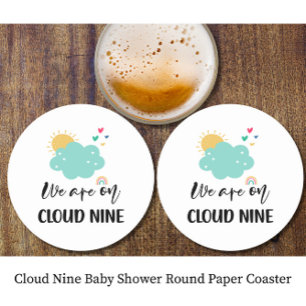 Cloud Nine Baby Shower Ronde Kartonnen Onderzetter
