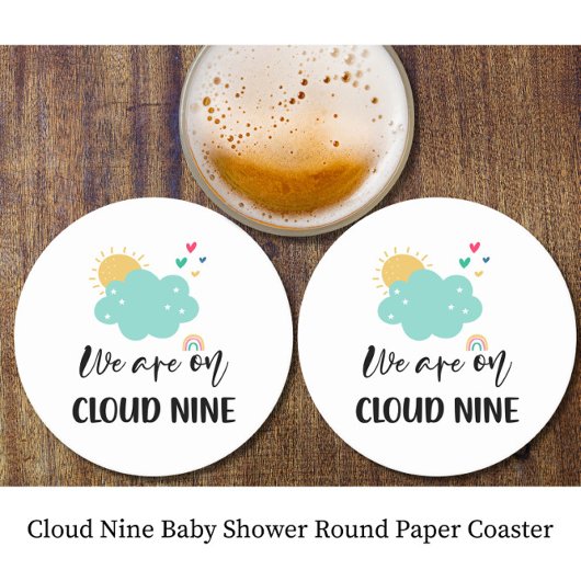 Cloud Nine Baby Shower  Ronde Kartonnen Onderzetter