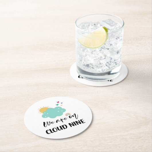 Cloud Nine Baby Shower  Ronde Kartonnen Onderzetter (Insitu)