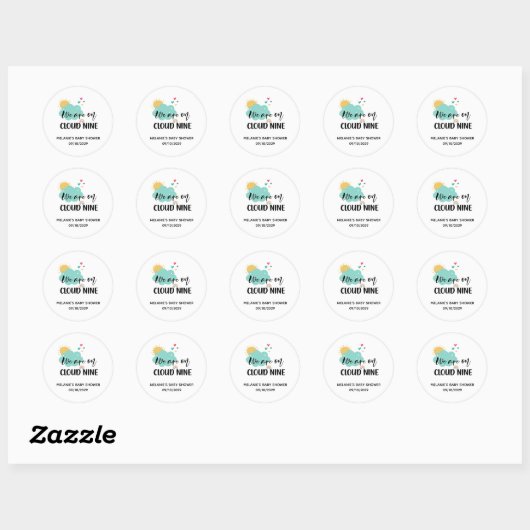 Cloud Nine Baby Shower Ronde Sticker (Vel)