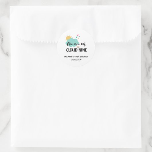Cloud Nine Baby Shower  Ronde Sticker (Tas)