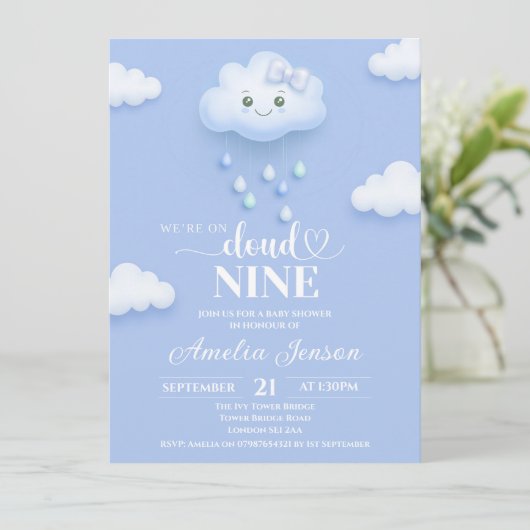Cloud Nine Baby Shower Uitnodigingen (Staand voorkant)