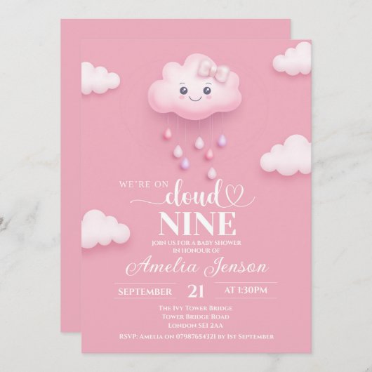 Cloud Nine Baby Shower Uitnodigingen (Voorkant / Achterkant)