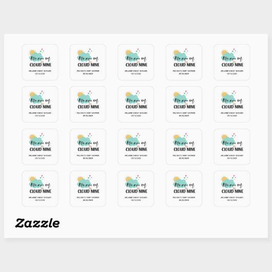 Cloud Nine Baby Shower  Vierkante Sticker (Vel)