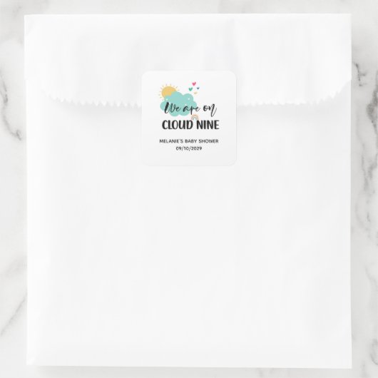Cloud Nine Baby Shower  Vierkante Sticker (Tas)
