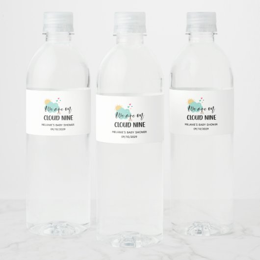 Cloud Nine Baby Shower Waterfles Etiket (Flessen)