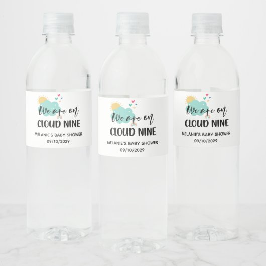 Cloud Nine Baby Shower  Waterfles Etiket (Flessen)