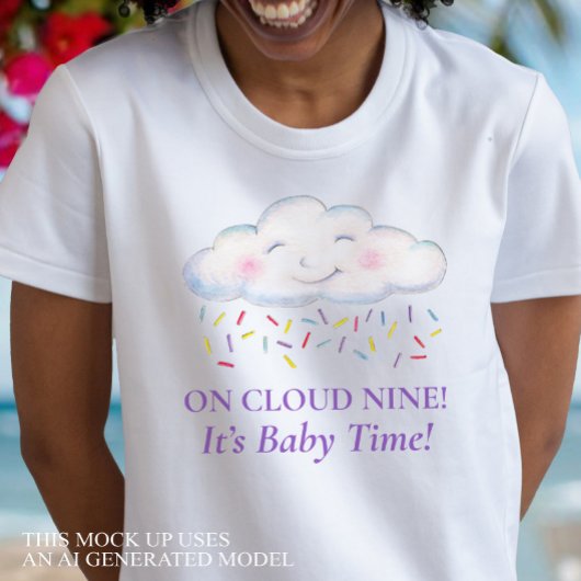Cloud Nine Baby shower waterverf moeder-to-be T-shirt