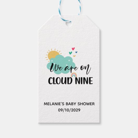 Cloud Nine Babyfeestje Cadeaulabel (Voorkant)