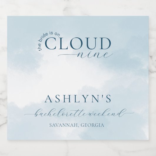 Cloud Nine Bachelorette Weekend Champagne Label Sparkling Wijnetiket (Enkel label)