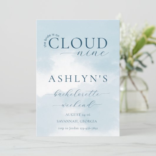 Cloud Nine Bachelorette Weekend uitnodiging (Staand voorkant)