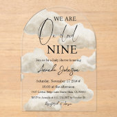 Cloud Nine Beige Gender Neutral Sky Baby shower Acryl Uitnodigingen (Voorkant)