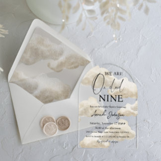 Cloud Nine Beige Gender Neutral Sky Baby shower Acryl Uitnodigingen