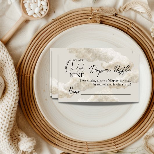 Cloud Nine Beige Sky Baby shower Luierkrabbel Informatiekaartje